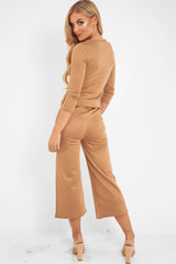 Camel Keyhole Top Culotte Co-Ord - Raelinn-Co-ords