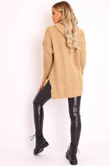 Camel Knitted Hoodie Jumper - Capri-Jumper