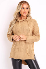 Camel Knitted Hoodie Jumper - Capri-Jumper