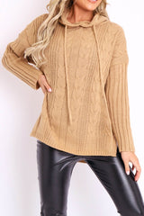 Camel Knitted Hoodie Jumper - Capri-Jumper