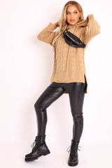 Camel Knitted Hoodie Jumper - Capri-Jumper