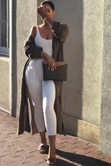 Camel Knitted Longline Cardigan - Jadamarie-Knitwear