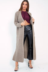 Camel Knitted Longline Cardigan - Jadamarie-Knitwear