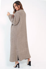 Camel Knitted Longline Cardigan - Jadamarie-Knitwear