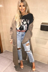 Camel Knitted Longline Cardigan - Jadamarie-Knitwear