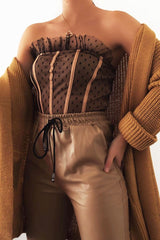 Camel Knitted Oversized Pocket Detail Cardigan - Anna-Cardigans