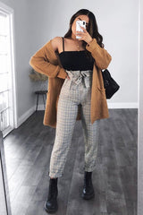 Camel Knitted Oversized Pocket Detail Cardigan - Anna-Cardigans