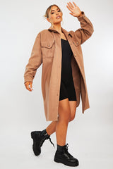 Camel Longline Oversized Shacket - Sasha-Shacket