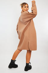 Camel Longline Oversized Shacket - Sasha-Shacket