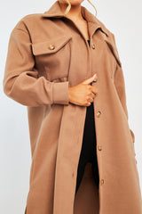 Camel Longline Oversized Shacket - Sasha-Shacket