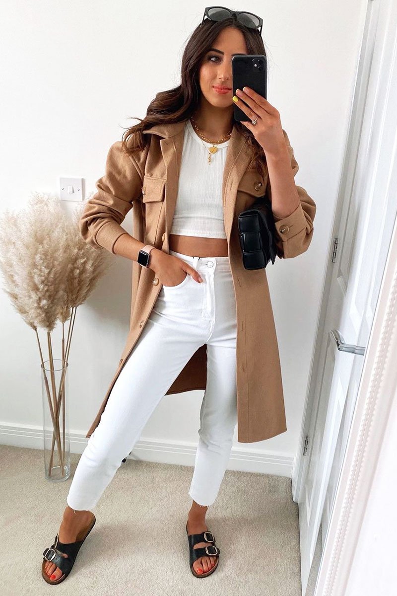 Camel Longline Oversized Shacket - Sasha-Shacket