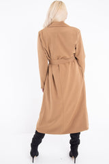 Camel Longline Tailored Belted Coat - Joelle-Coats