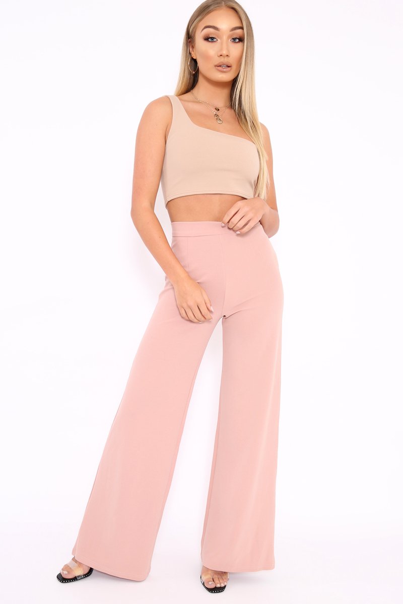 Camel One Shouldered Crop Top - Kamri-Crop Tops