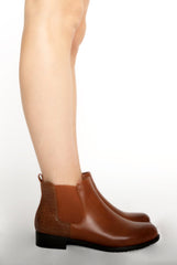 Camel PU Croc Low Ankle Chelsea Boots - Hope-Boots