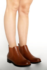 Camel PU Croc Low Ankle Chelsea Boots - Hope-Boots