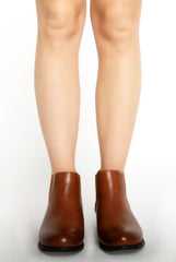 Camel PU Croc Low Ankle Chelsea Boots - Hope-Boots