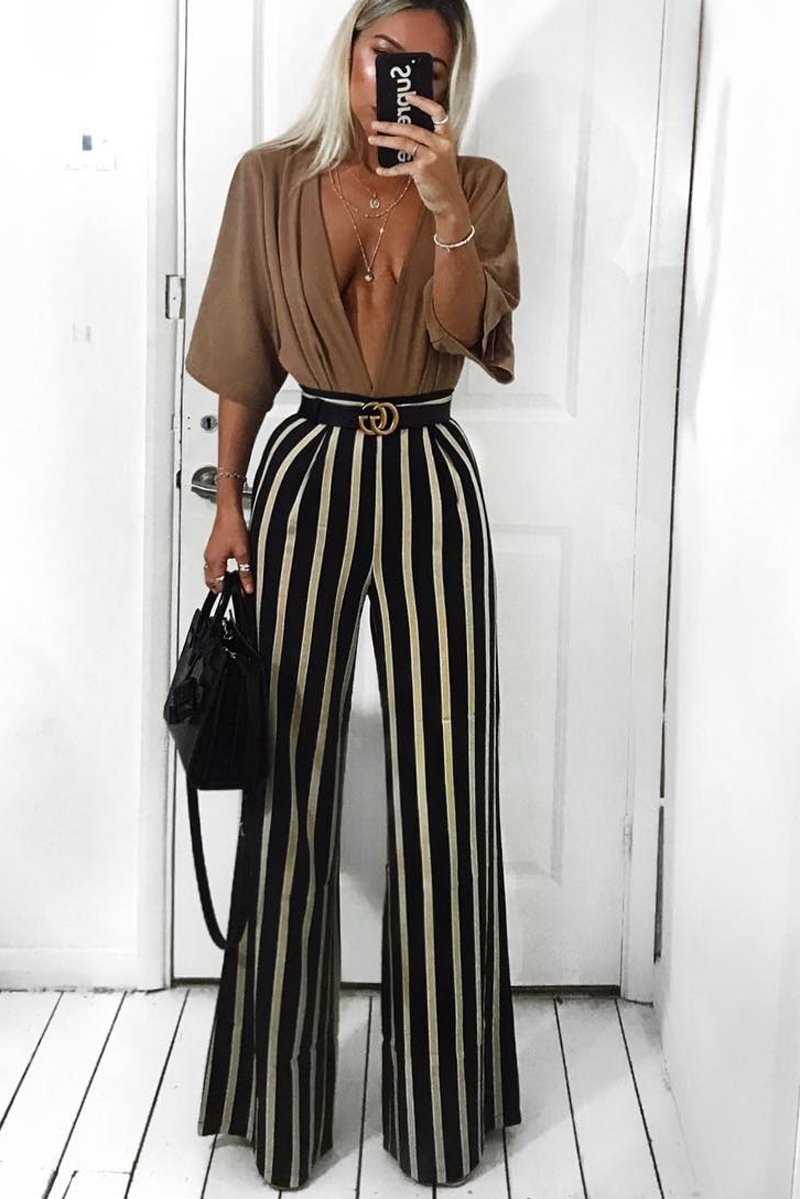 Camel Plunge Bodysuit - Florence-Bodysuits