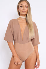 Camel Plunge Bodysuit - Florence-Bodysuits