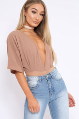 Camel Plunge Bodysuit - Florence-Bodysuits