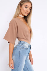 Camel Plunge Bodysuit - Florence-Bodysuits