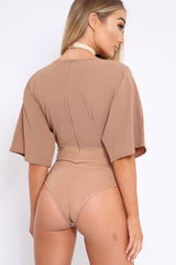 Camel Plunge Bodysuit - Florence-Bodysuits