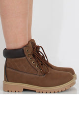 Camel Quilted Hiker Boots - Coco-Boots