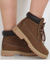 Camel Quilted Hiker Boots - Coco-Boots