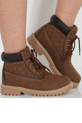 Camel Quilted Hiker Boots - Coco-Boots