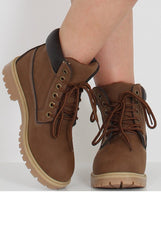 Camel Quilted Hiker Boots - Coco-Boots