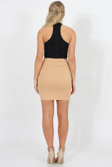 Camel Ribbed Midi Skirt - Rebecca-Skirts