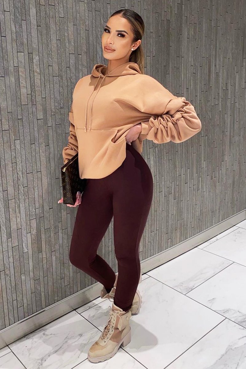 Leggings Outfit Ideas Oversized Hoodies And Leggings Camel Ruched