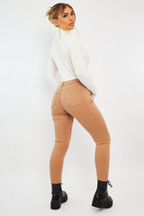 Camel Skinny Stretch Denim Jeans - Maeva-Jeans