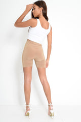 Camel Slinky Bodycon Cycle Shorts - Elliana-Shorts