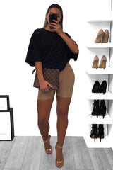 Camel Slinky Bodycon Cycle Shorts - Elliana-Shorts