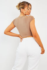 Camel Slinky Twist Front Crop Top - Diane-Crop Tops