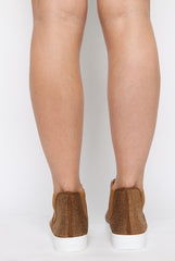 Camel Snakeskin Diamante High Top Trainers - Kaia-Trainers