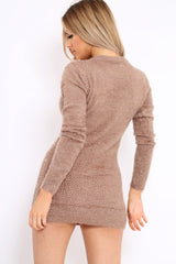 Camel Soft Fur Knit Jumper Dress - Beck-Dresses