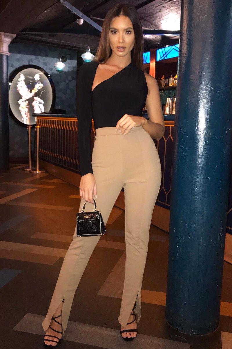 Camel Split Front Flared Trousers - Florie-Trousers