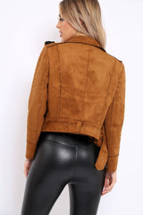 Camel Suede Biker Jacket - Anja-Jackets