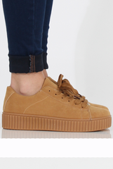 Camel Suede Gum Sole Creepers - Sandy-Shoes
