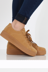Camel Suede Gum Sole Creepers - Sandy-Shoes