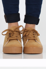 Camel Suede Gum Sole Creepers - Sandy-Shoes