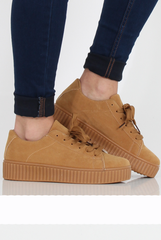 Camel Suede Gum Sole Creepers - Sandy-Shoes