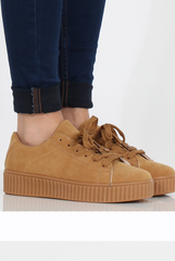 Camel Suede Gum Sole Creepers - Sandy-Shoes