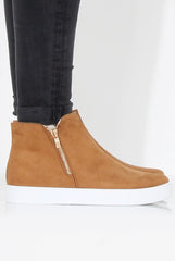 Camel Suede High Top Trainers - Nya-Trainers