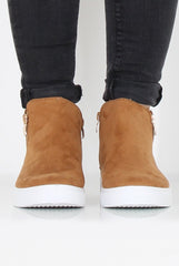 Camel Suede High Top Trainers - Nya-Trainers