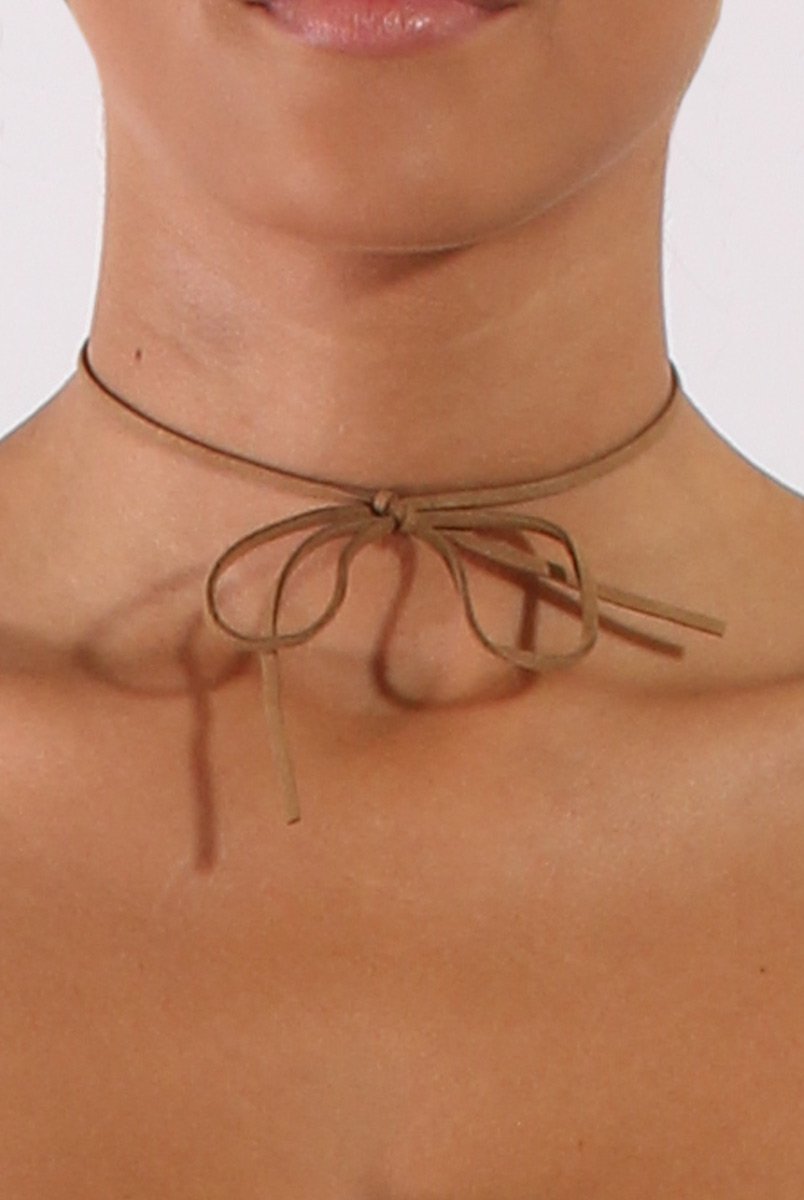 Camel Suede Tie Choker - Putri-Accessories