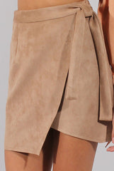 Camel Suede Wrap Around Skirt - Emory-Skirts