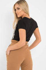 Camel Tapered Belted Cigarette Trousers - Myasia-Trousers