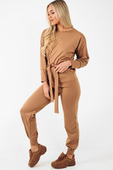 Camel Tie at Waist Tracksuit - Sammie-Loungewear